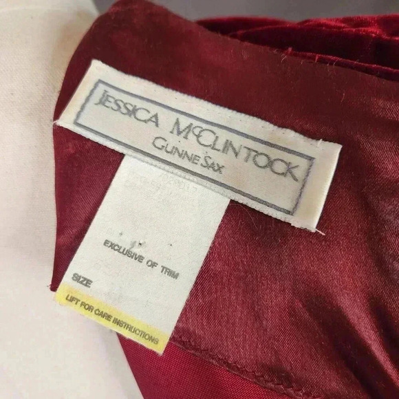 VINTAGE 80s Gunne Sax Red Velvet & Lace Midi Party Dress M - Picture 14 of 15